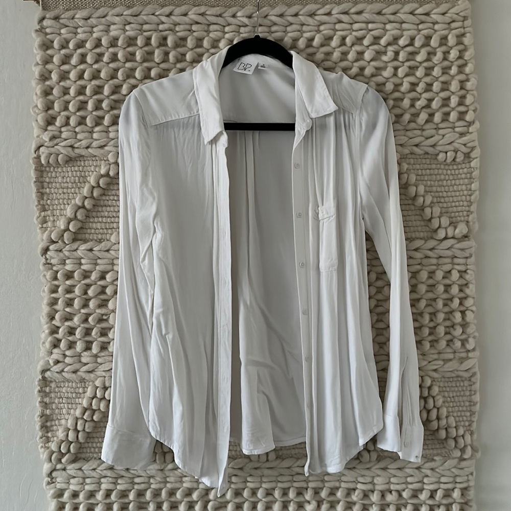 Nordstrom BP Chambray White Long Sleeve Top